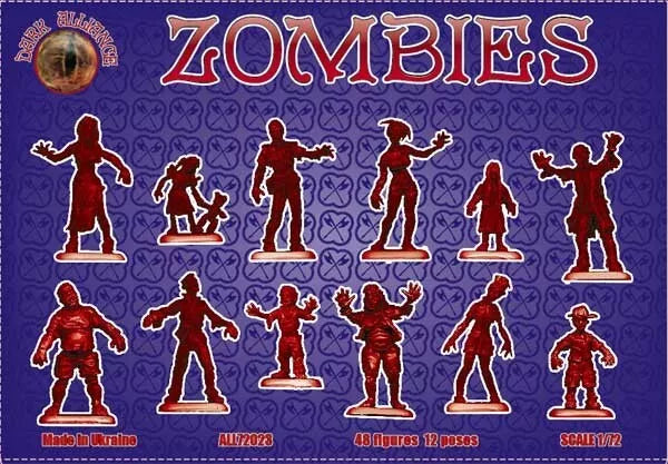 DARK ALLIANCE 1:72 FANTASY SET ALL72023 ZOMBIES SET 1 -48 FIGURES/12 POSES