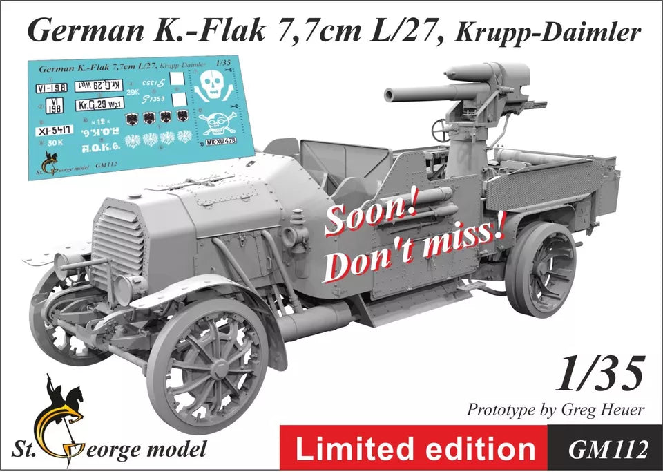 ST. GEORGE MODEL 1:35 WWI GM 112 GERMAN K-FLAK 7.7 CM L/27, KRUPP -DAIMLER