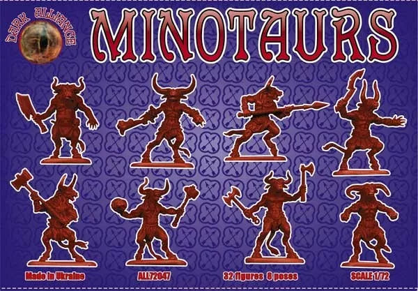 DARK ALLIANCE 1:72 FANTASY SET ALL72047 MINOTAURS (GREY) 32 FIGURES / 8 POSES