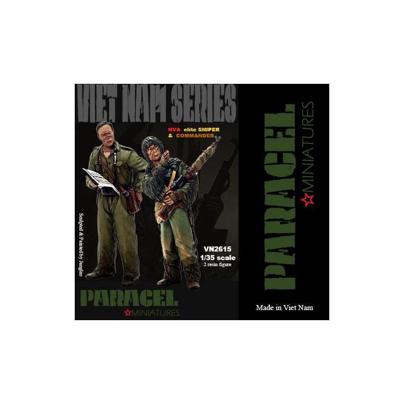 PARACEL MINIATURES VIETNAM SERIES VN2615 NVA ELITE SNIPER & COMMANDER -2 FIGURES