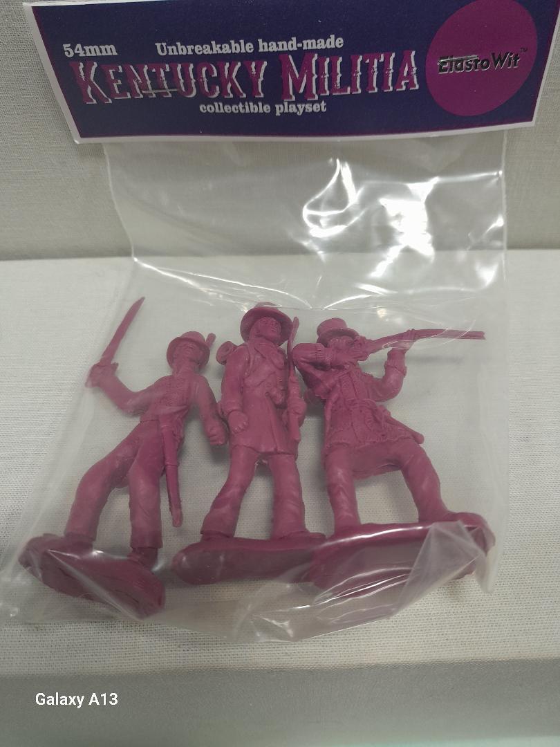 ELASTOWIT NEW ERA RUBBER 54 MM TECUMSEH'S WAR KENTUCKY MILITIA (3 FIGURES)