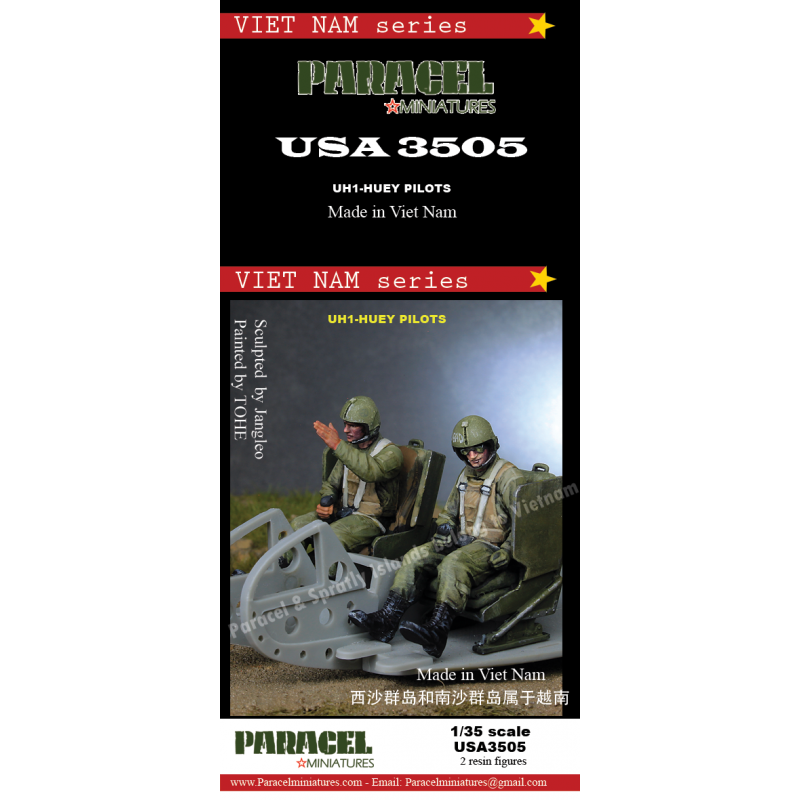 PARACEL MINIATURES VIETNAM SERIES USA3505 U.S. UH1-HUEY PILOTS = 2 FIGURES