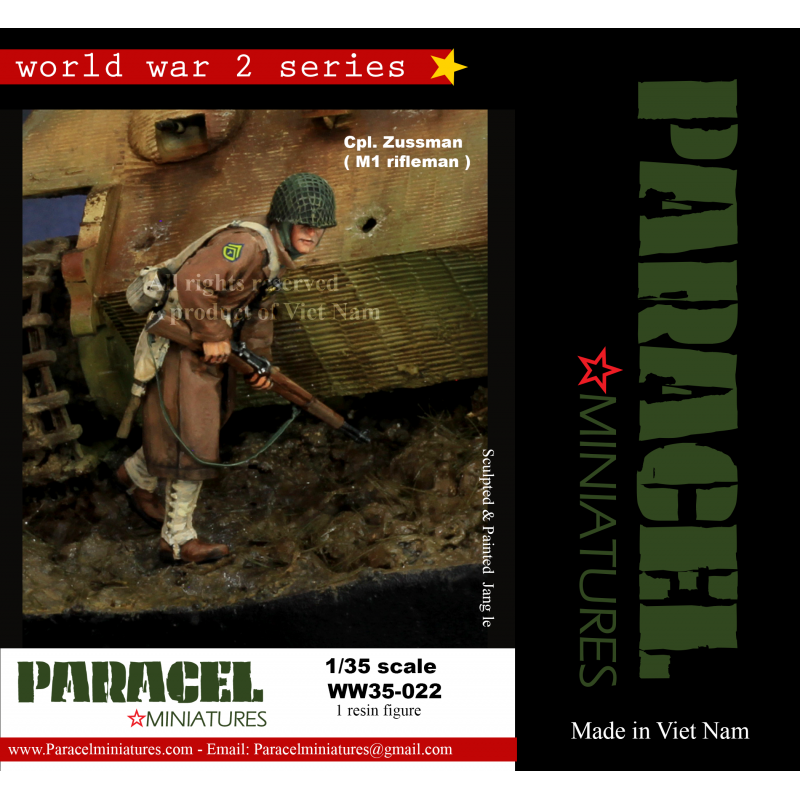 PARACEL MINIATURES WWII SERIES SET WW35-022 US CPT. ZUSSMAN (M1 RIFLEMAN)