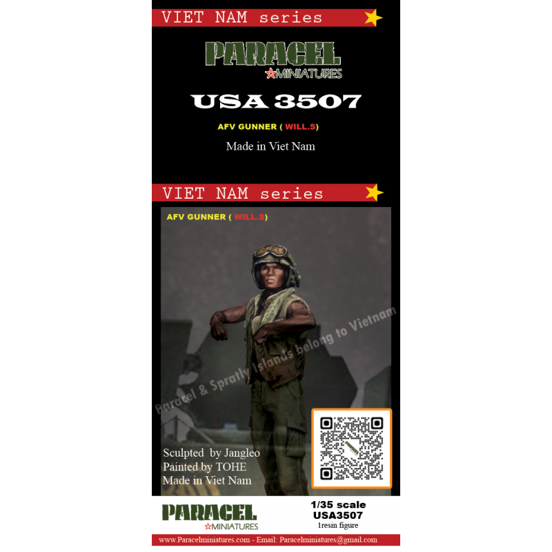 PARACEL MINIATURES VIETNAM SERIES USA3507 35th US AFV GUNNER (WILL. S) -1 FIGURE