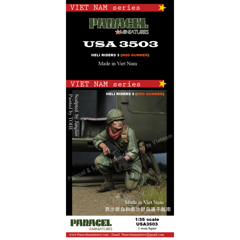 PARACEL MINIATURES VIETNAM SERIES USA3503 U.S. HELI RIDERS 3 M60 GUNNER