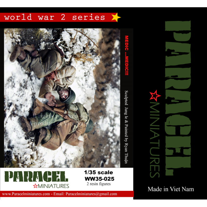 PARACEL MINIATURES WWII SERIES SET WW35-025 U.S. SOLDIERS "MEN DOWN"- 2 FIGURES