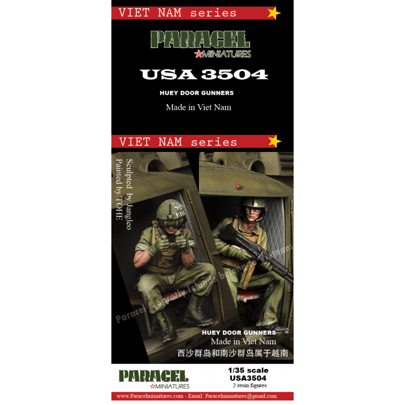 PARACEL MINIATURES VIETNAM SERIES USA3504 U.S. HUEY DOOR GUNNERS - 2 FIGURES