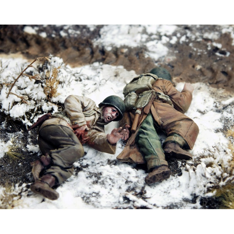 PARACEL MINIATURES WWII SERIES SET WW35-025 U.S. SOLDIERS "MEN DOWN"- 2 FIGURES