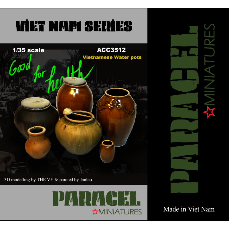 PARACEL MINIATURES DIOROMA ACCESSORIES 1:35 ACC3512 VIETNAMESE WATER POTS (6 )