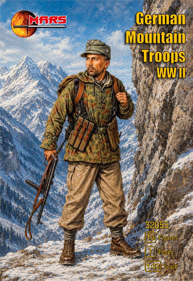 MARS 32055 WORLD WAR II GERMAN MOUNTAIN TROOPS (GRAY) 13 FIGURES