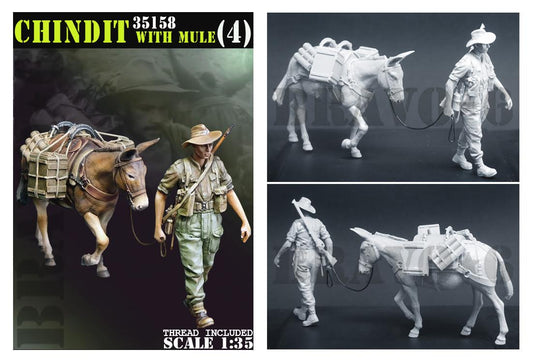 BRAVO *6 35158 WWII BRITISH CHINDITS (4) 1:35 (1 SOLDIER & 1 MULE) ASSEMBLY KIT