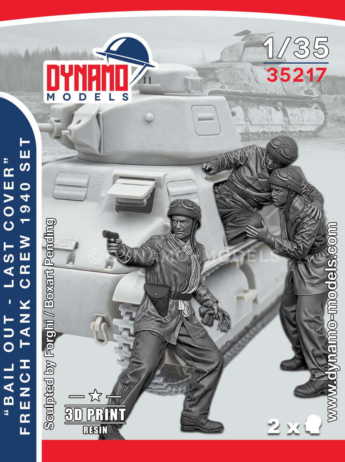 DYNAMO MODEL 1:35 35217 WWII "BAIL OUT-LAST COVER " FRENCH TANK CREW  1940 SET
