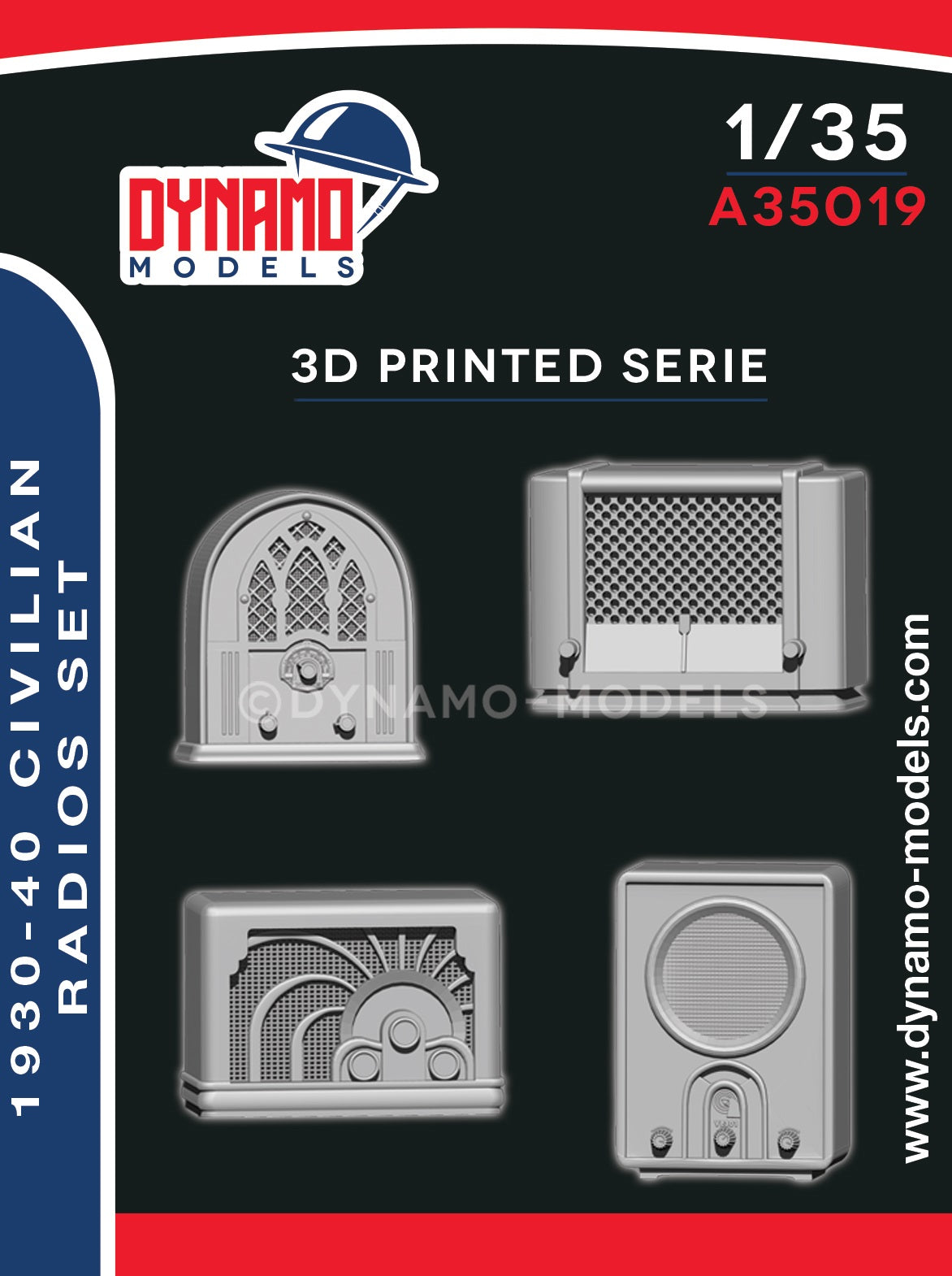 DYNAMO MODELS 1:35 SET WWII A35019 ACCESSORIES 1930-40 CIVILIAN RADIOS SET