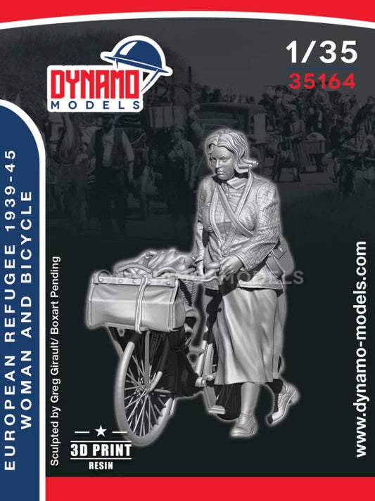 DYNAMO MODEL 1:35 SET 35164 WWII EUROPEAN REFUGEE WOMAN & BICYCLE  1939-45