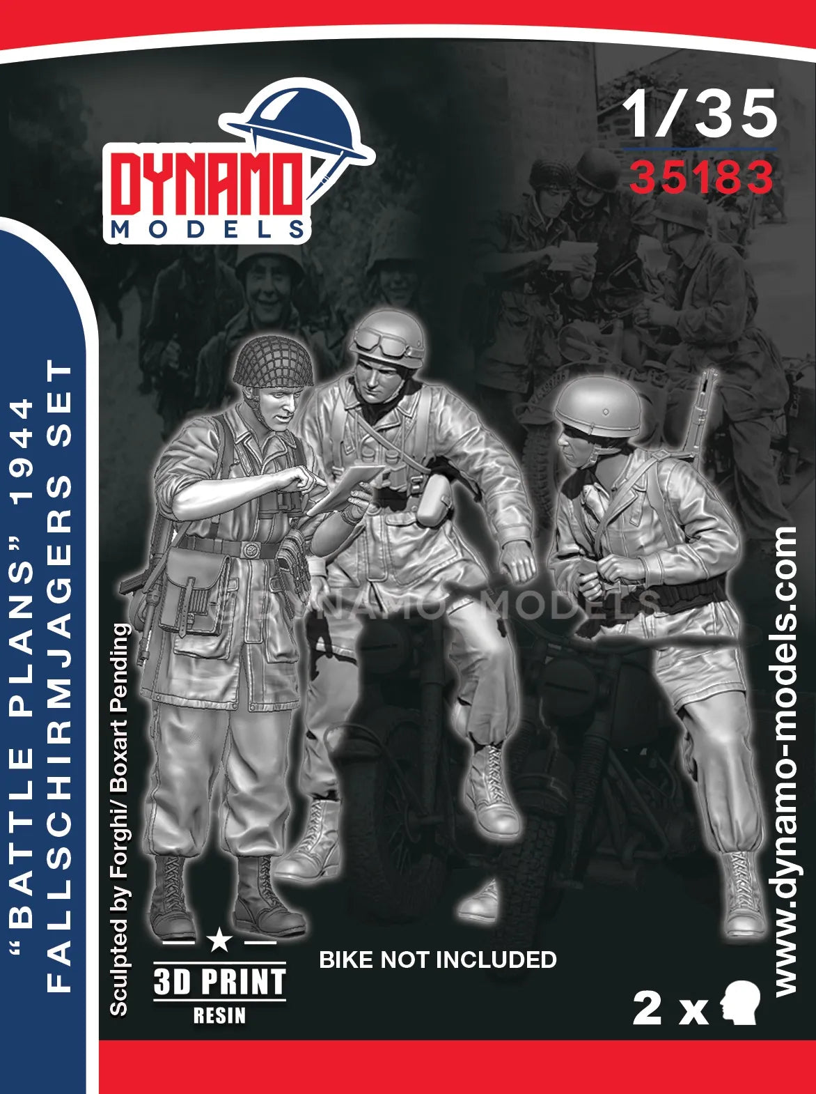 DYNAMO MODEL 1:35 SET 35183 WWII "BATTLE PLANS" GERMAN FALLSCHIRMJAGER SET 1944