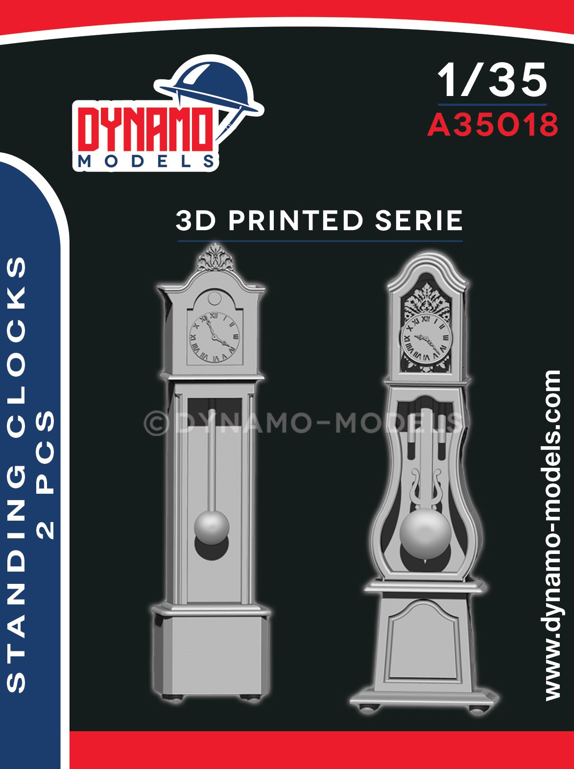 DYNAMO MODELS 1:35 SET A35018 ACCESSORIES STANDING CLOCKS- 2 PIECES