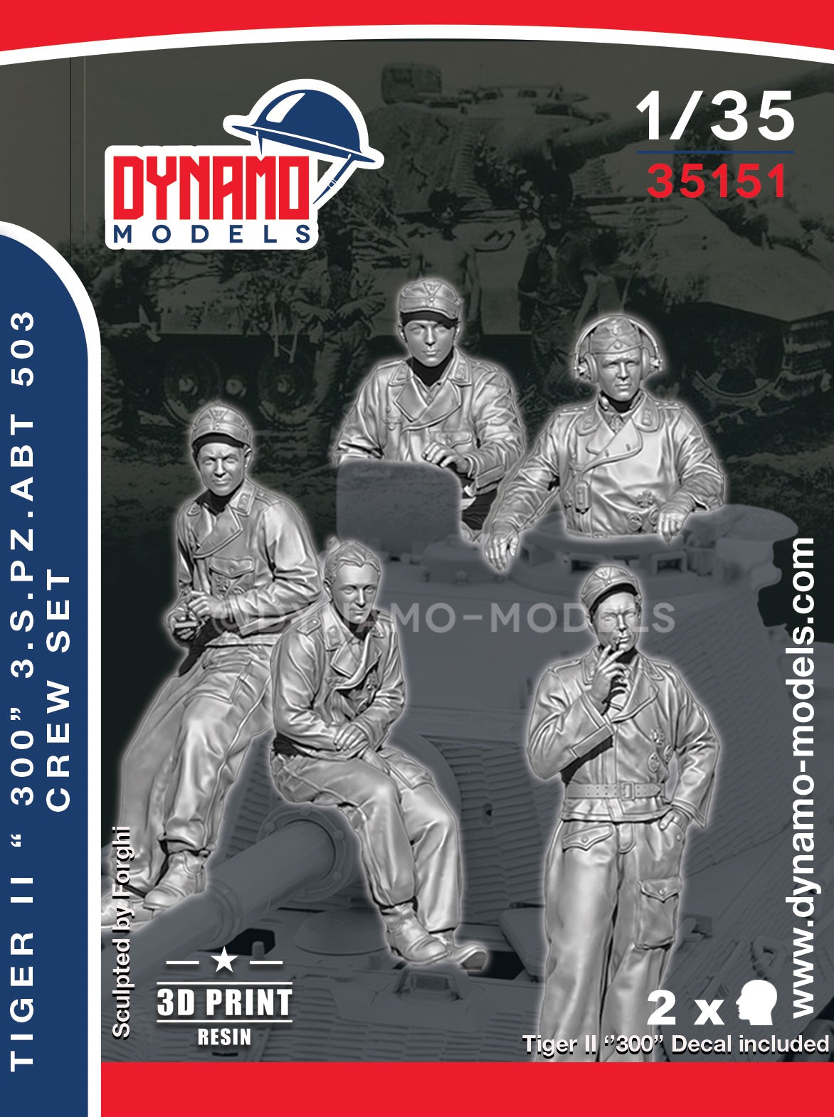 DYNAMO MODELS 35151 WWII GERMAN TIGER II "300" 3. s.Pz. Abt 503 CREW 1 :35 SET