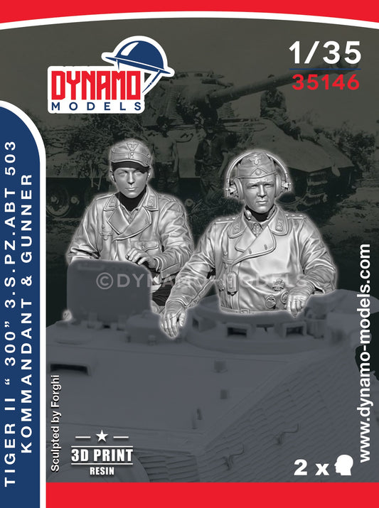 DYNAMO MODELS 1:35 SET 35146 WWII GERMAN TIGER II KOMMANDANT & GUNNER -2 FIGURES