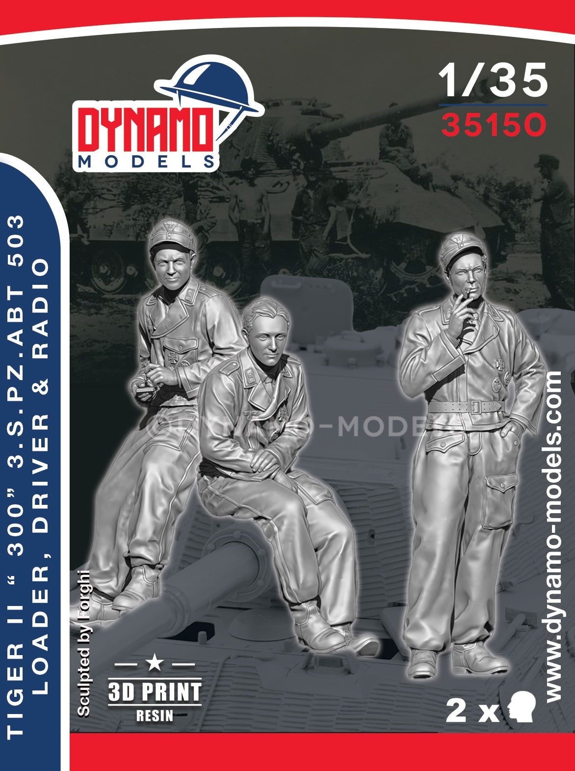 DYNAMO MODELS 1:35 SET 35150 WWII GERMAN TIGER II "300" GUNNER, RADIO & DRIVER