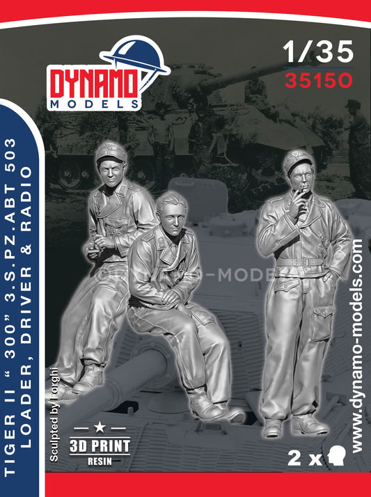 DYNAMO MODELS 1:35 SET 35150 WWII GERMAN TIGER II "300" GUNNER, RADIO & DRIVER