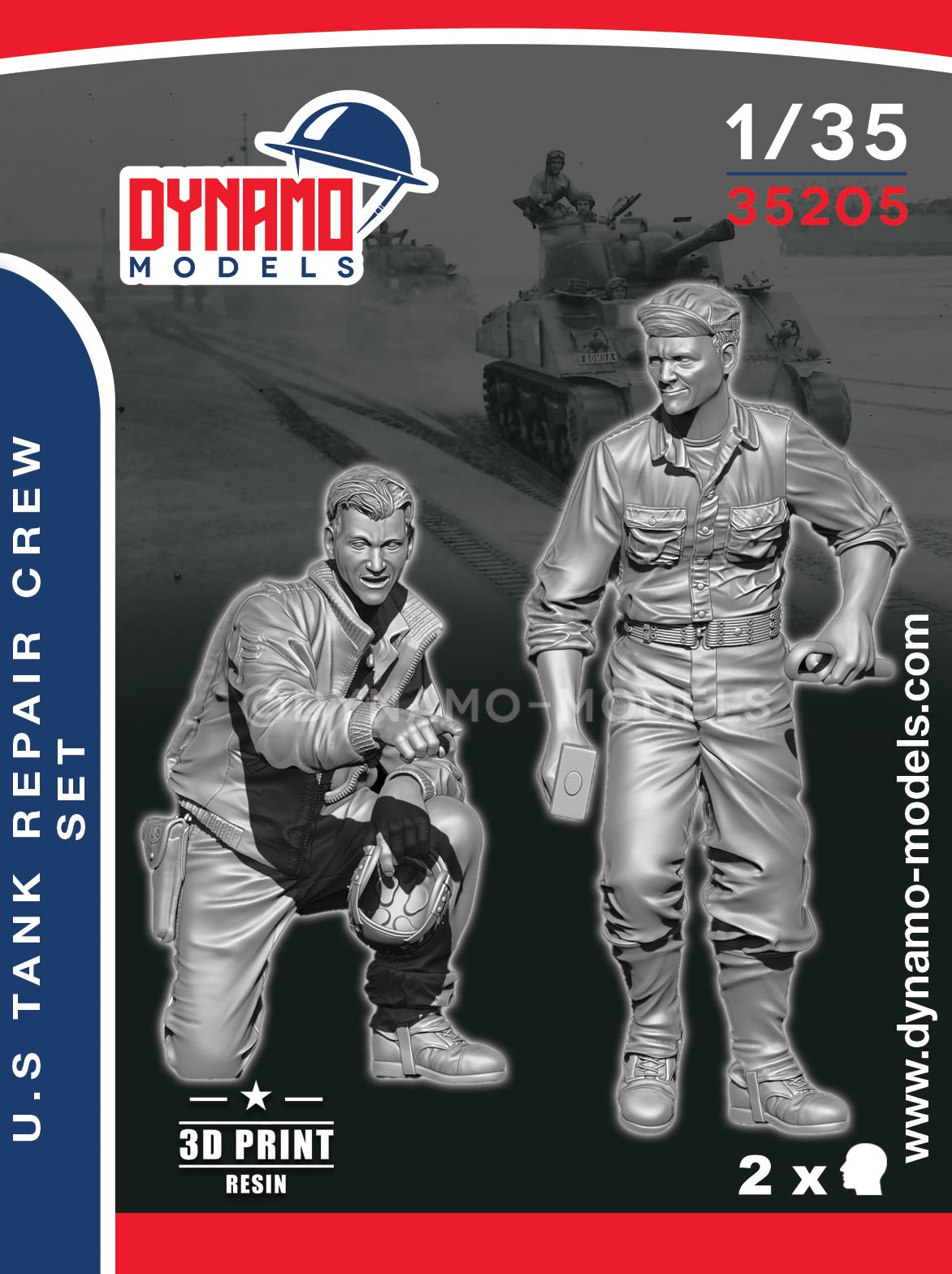 DYNAMO MODEL 1:35 35205 WWII U.S.  TANK REPAIR CREW SET- 2 FIGURES