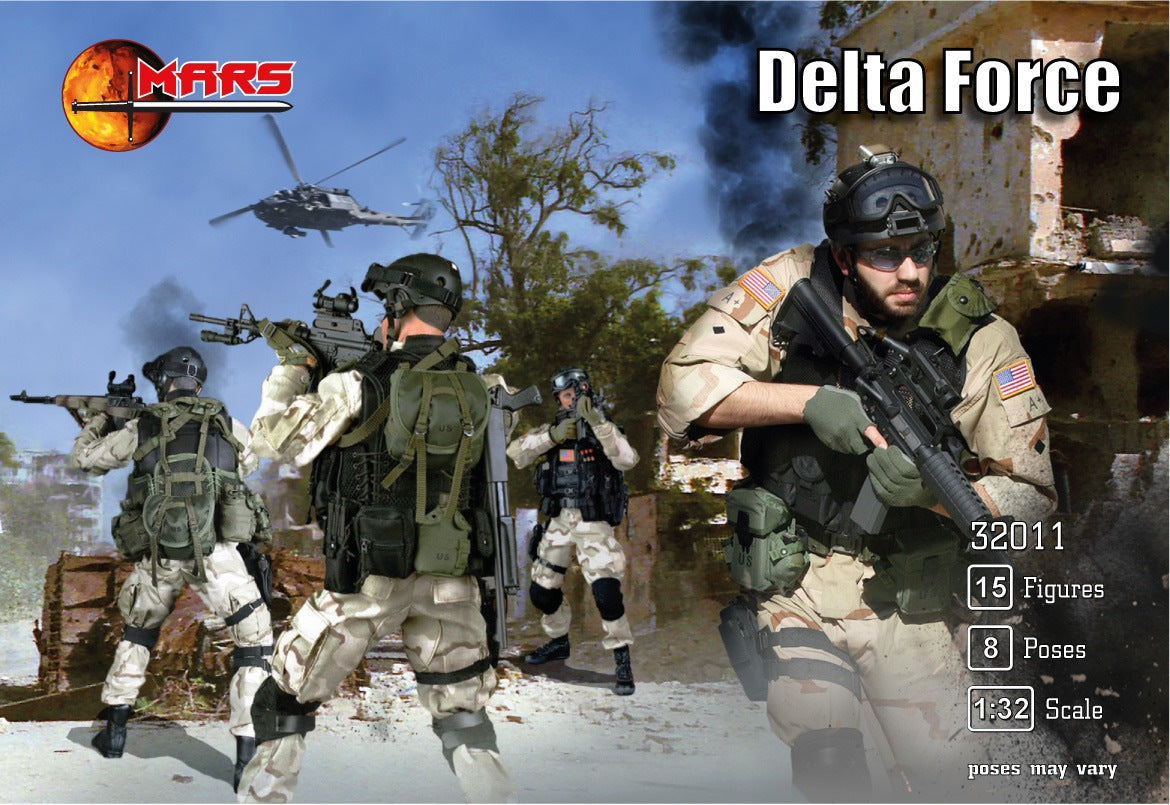 MARS PLASTIC FIGURE SET 32011 US DELTA FORCE SPECIAL OPERATIONS (TAN) 15 FIGURES