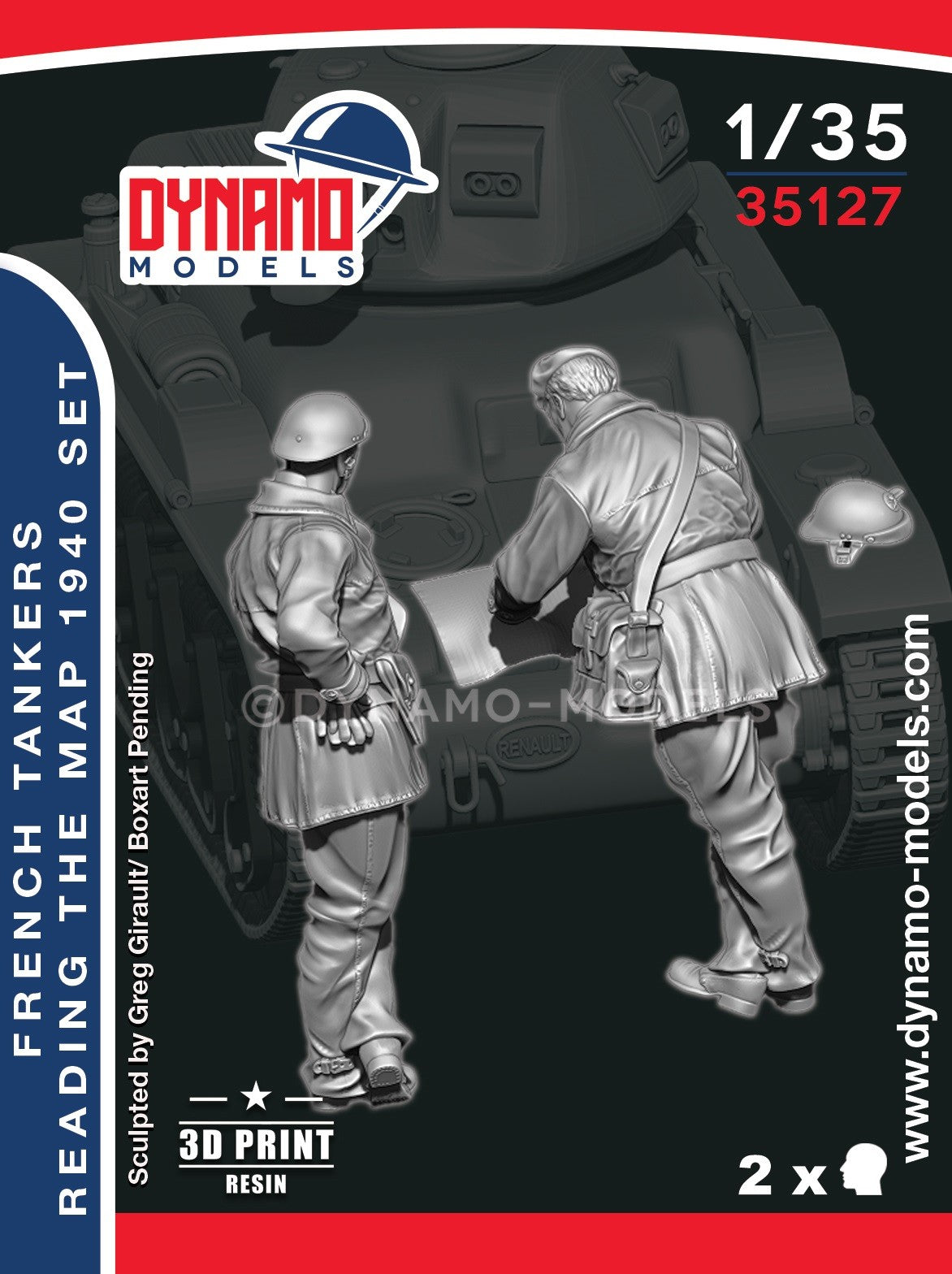 DYNAMO MODEL 35127 WWII FRENCH TANKERS READING THE MAP  1940 SET (2 FIGURES)