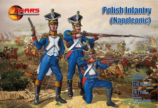 MARS  32031 NAPOLEONIC WARS POLISH INFANTRY 1:32 12 FIGURES (LIGHT BLUE)