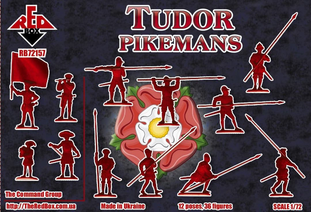 REDBOX 1:72 RB72157 16TH CENTURY TUDOR PIKEMANS (36 FIGURES/12 POSES) GRAY