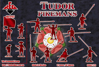 REDBOX 1:72 RB72157 16TH CENTURY TUDOR PIKEMANS (36 FIGURES/12 POSES) GRAY