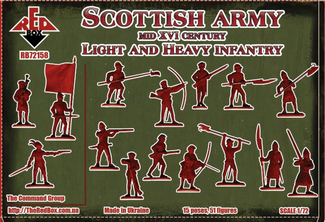 REDBOX 1:72 RB72158 16TH CENTURY SCOTTISH ARMY LIGHT & HEAVY INFANTRY -GRAY