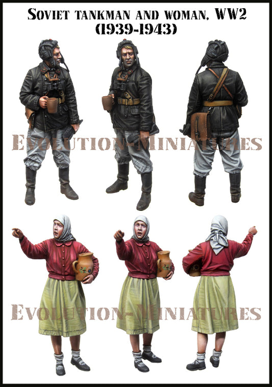 EVOLUTION MINIATURES 1:35 SET EM-35185 WW2 SOVIET TANKMAN & WOMAN (2 FIGURES)