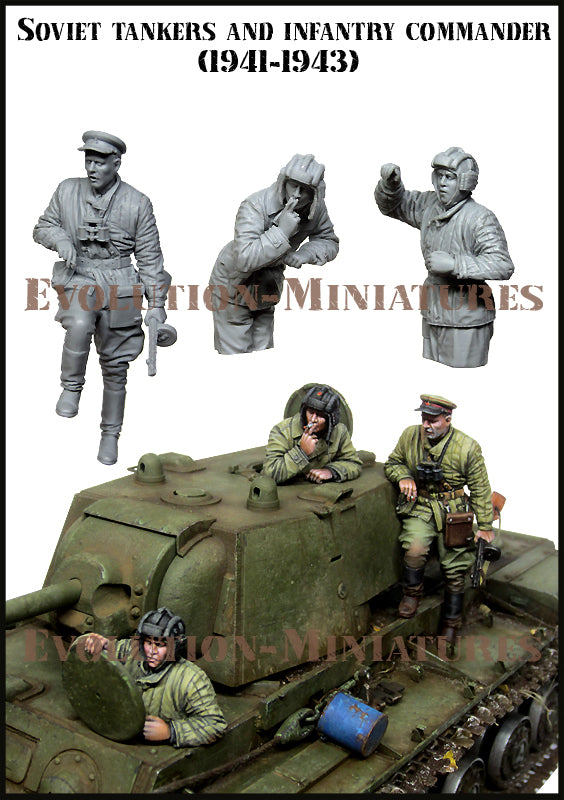 EVOLUTION MINIATURES 1:35 SET EM-35208 WW2 SOVIET TANKERS & INFANTRY COMMANDER