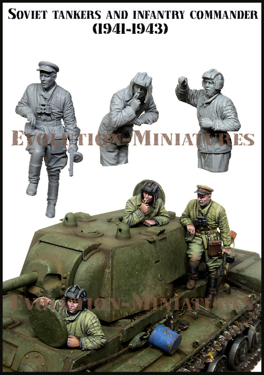 EVOLUTION MINIATURES 1:35 SET EM-35208 WW2 SOVIET TANKERS & INFANTRY COMMANDER
