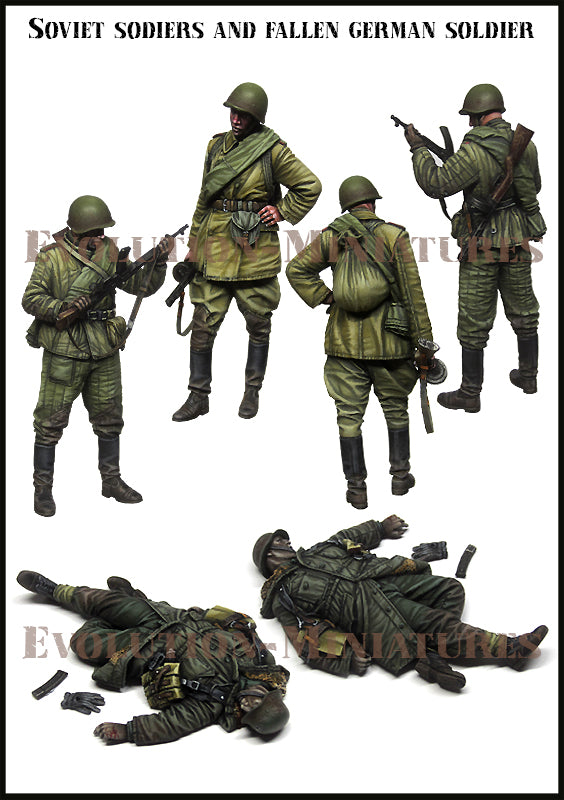 EVOLUTION MINIATURES 1:35 EM-35243 WWII SOVIET SOLDIERS & FALLEN GERMAN SOLDIER