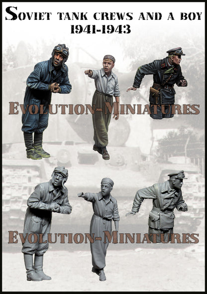 EVOLUTION MINIATURES 1:35 SET EM-35255 WW2 SOVIET TANK CREWS & A BOY 1941-43