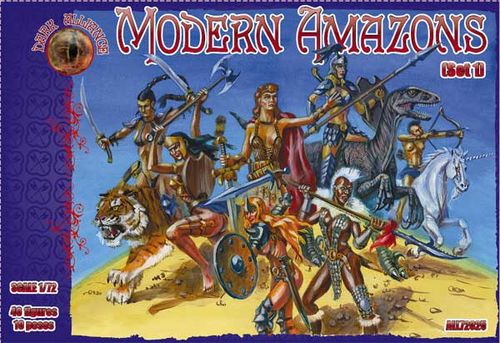 DARK ALLIANCE 1:72 FANTASY SET ALL72025 MODERN AMAZONS SET 1 (GREEN) 40 FIGURES