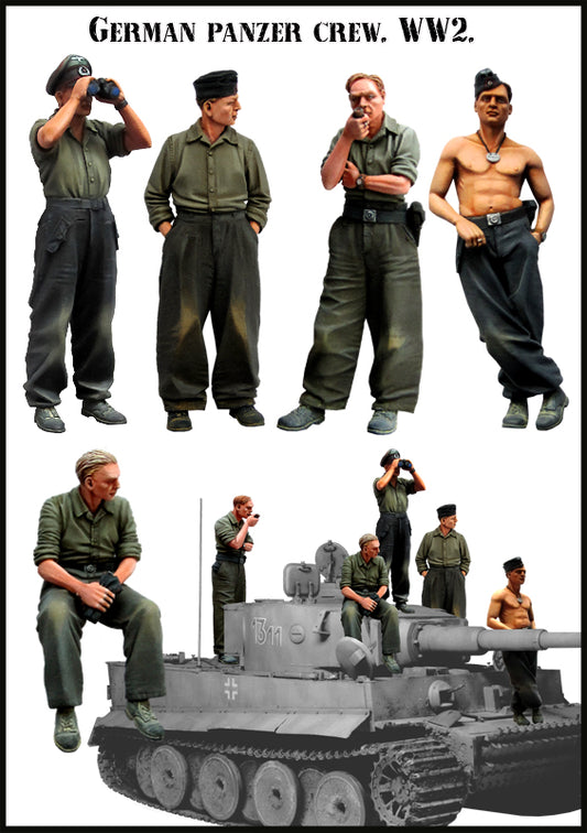 EVOLUTION MINIATURES 1:35 BIG SET-3  WW2 GERMAN PANZER CREW  (5 FIGURES)