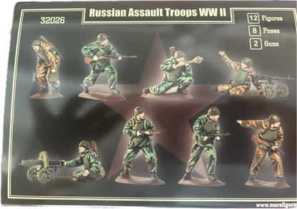MARS 32026 WORLD WAR II RUSSIAN ASSAULT TROOPS 12 FIGURES/8 POSES & 2 GUNS