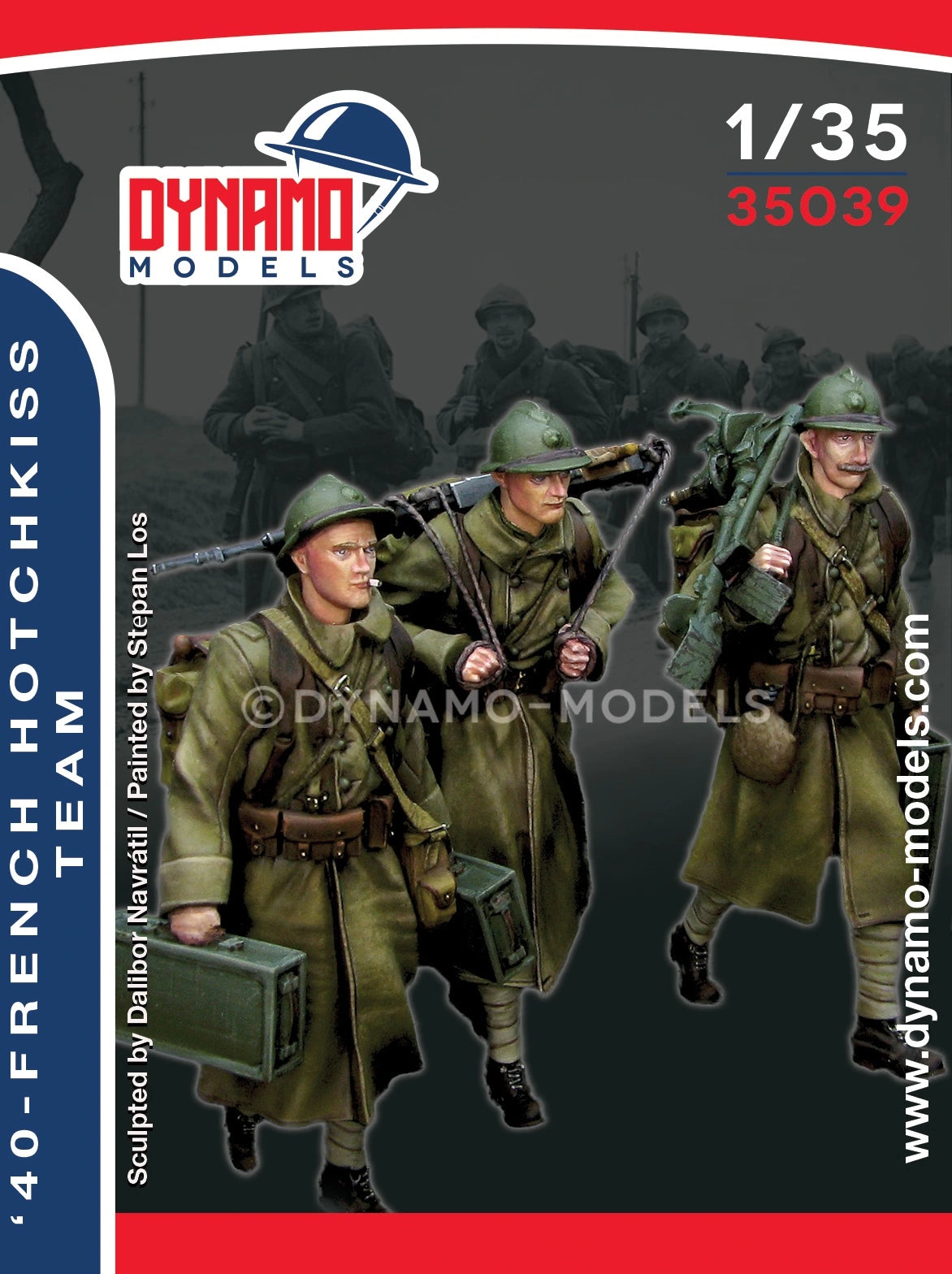 DYNAMO MODEL 35039 WWII  1940 FRENCH HOTCHKISS TEAM (3 FIGURES)