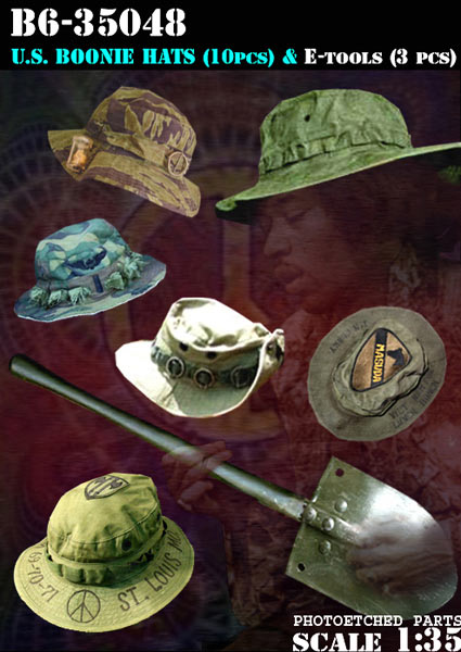 BRAVO *6 35048 VIETNAM WAR U.S. BOONIE HATS & E-TOOLS (PHOTOETCHED)