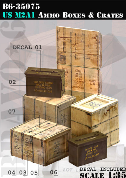 BRAVO *6 35075 VIETNAM WAR U.S. M2A1 AMMO BOXES AND CRATES 1:35