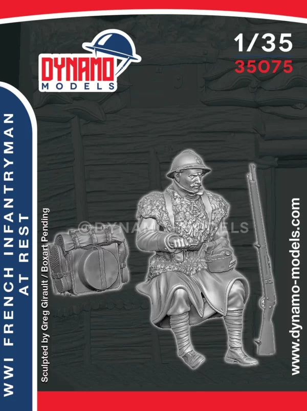 DYNAMO MODEL 35075 WWI FRENCH INFANTRYMAN AT REST  (1 FIGURE) KIT