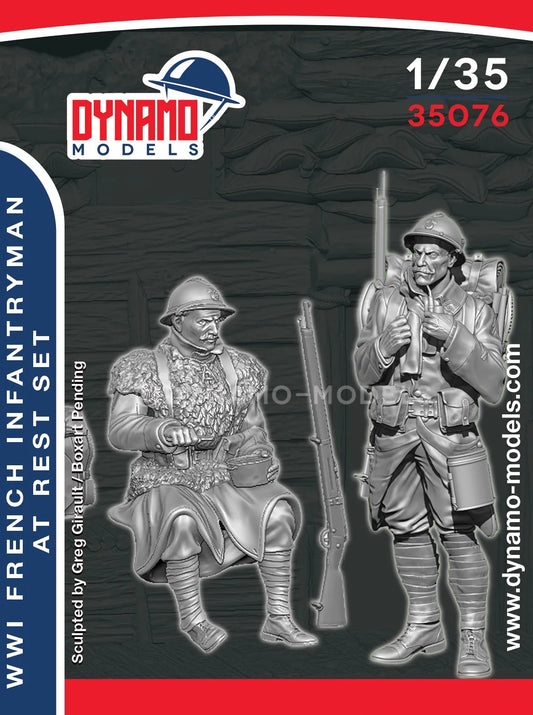DYNAMO MODEL 35076 WWI FRENCH INFANTRYMAN AT REST SET (2 FIGURE KIT)