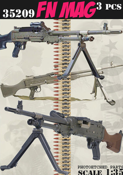 BRAVO *6 35209 VIETNAM WAR FN MAG MACHINE GUNS PHOTOETCHED- 3 PIECES