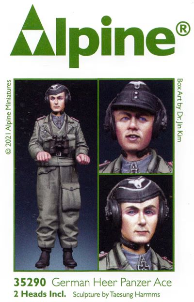 ALPINE MINIATURES 1:35 SET 35290 GERMAN HEER PANZER ACE (1 FIGURE, 2 HEADS)