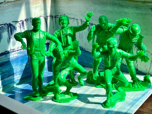 MARX TOYS RECAST 6" CLASSIC HOLLYWOOD MONSTERS- 6 FIGURE SET (GREEN)