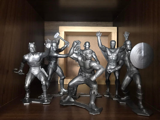 MARX TOYS RECAST 6" MARVEL SUPERHEROES SET (6 FIGURES) GRAY