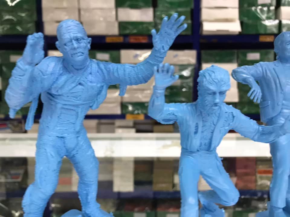 MARX TOYS RECAST 6" CLASSIC HOLLYWOOD MONSTERS- 6 FIGURE SET (BLUE)