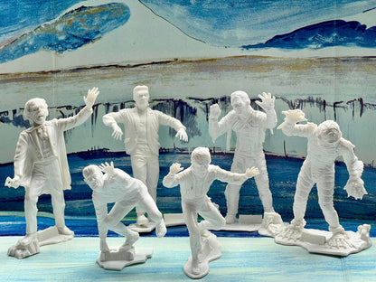 MARX TOYS RECAST 6" CLASSIC HOLLYWOOD MONSTERS- 6 FIGURE SET (WHITE)